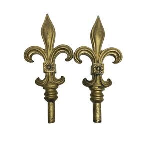Pair of Fleur-de-lis Gold Gilt Resin Finials 11"